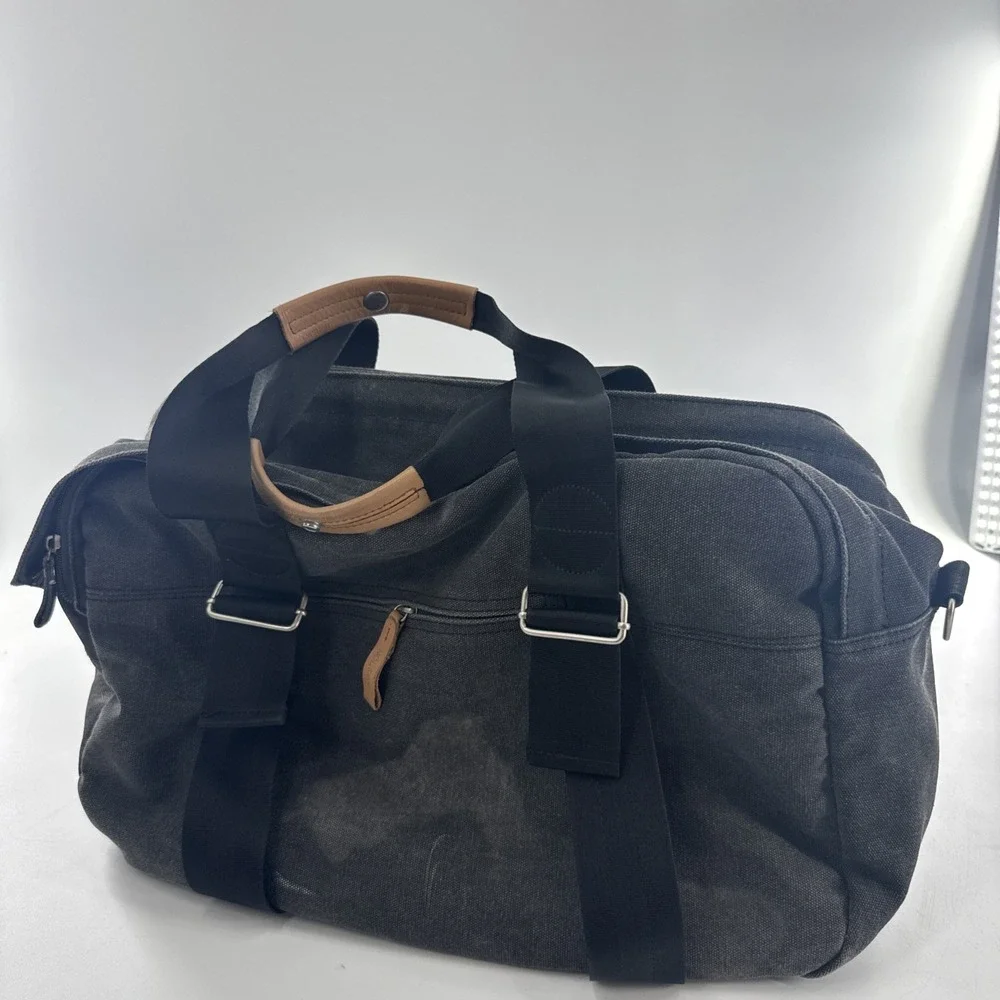 QWSTION Weekender Convertible Travel Bag Grey Canvas Backpack Duffel Carry On